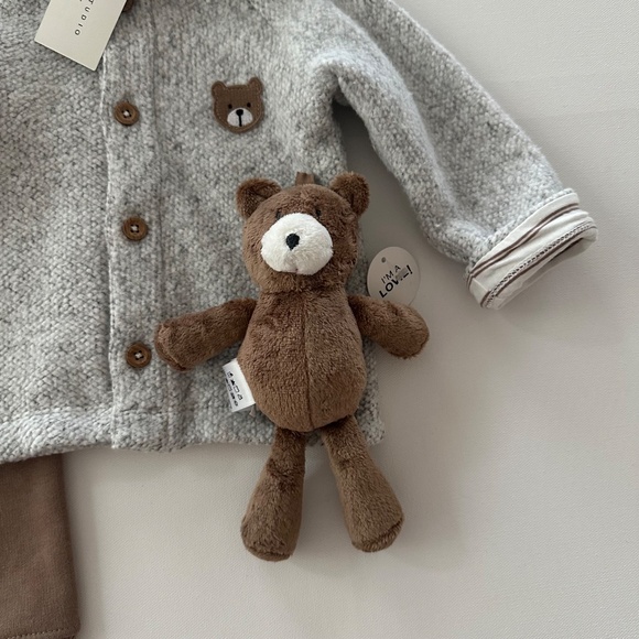 Max Studio 6-9 Months Baby Boy Bear Hooded Jacket Pants Lovie Plush NWT - Picture 2 of 7